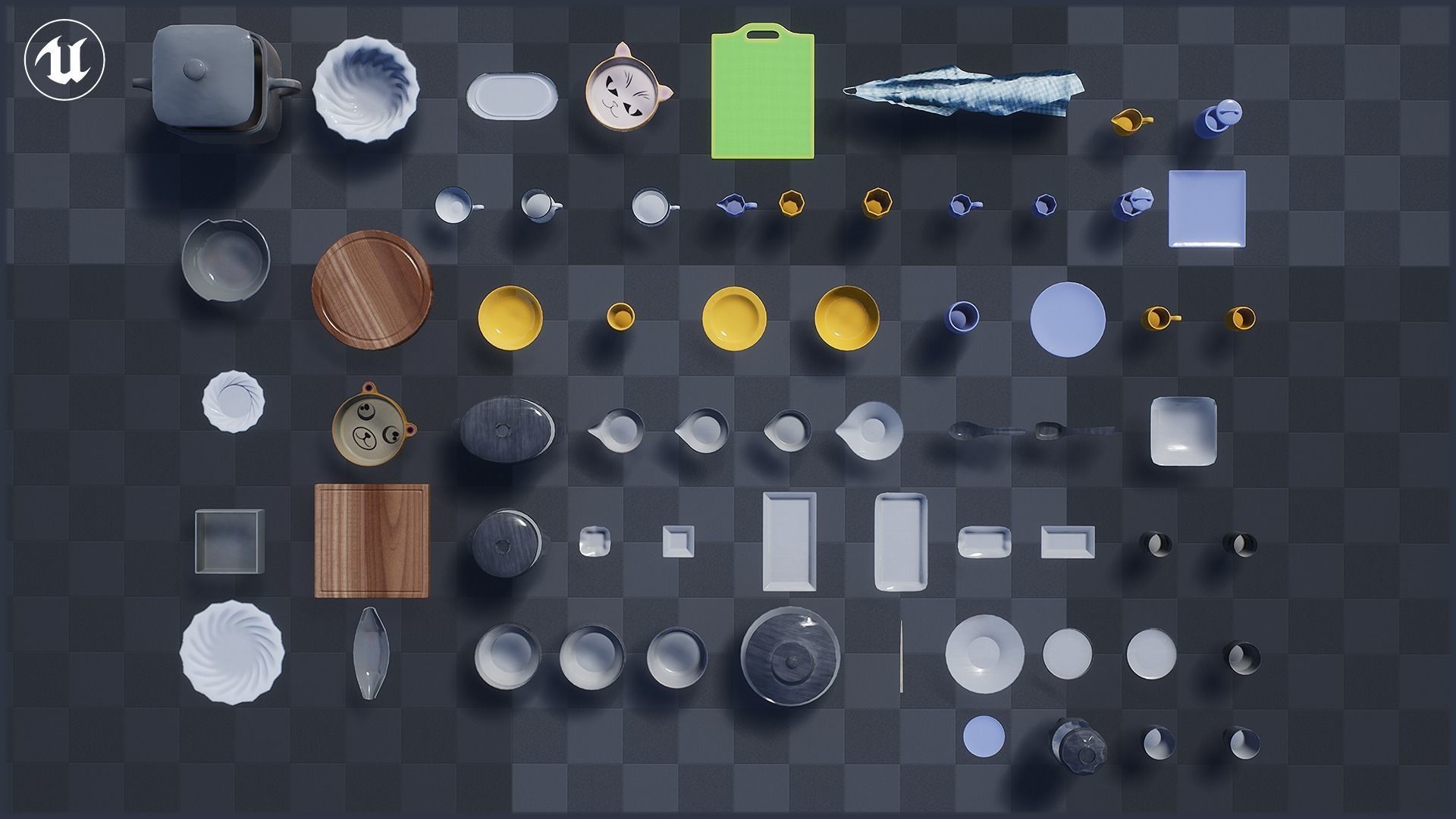 Tableware and Dishes Package Low-poly 3D model_2