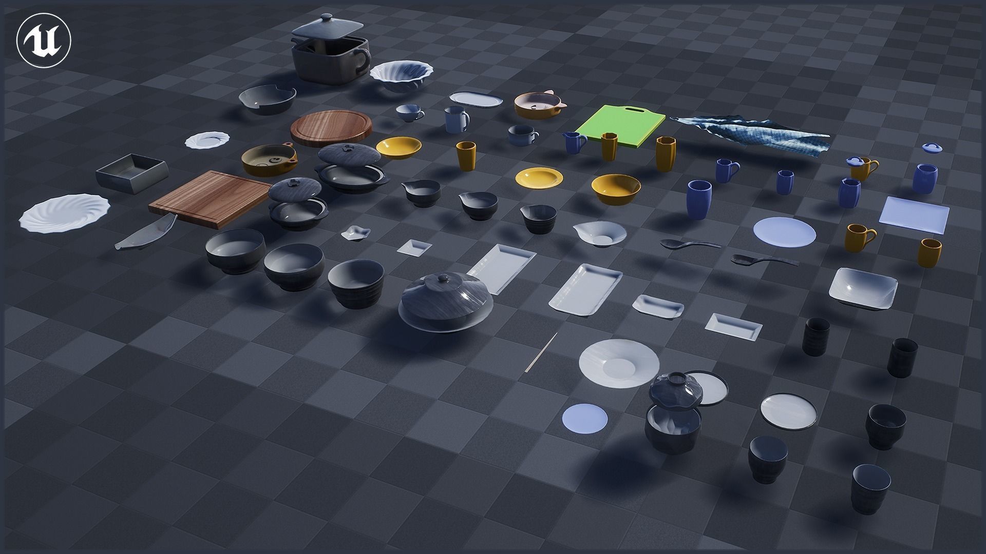 Tableware and Dishes Package Low-poly 3D model_7