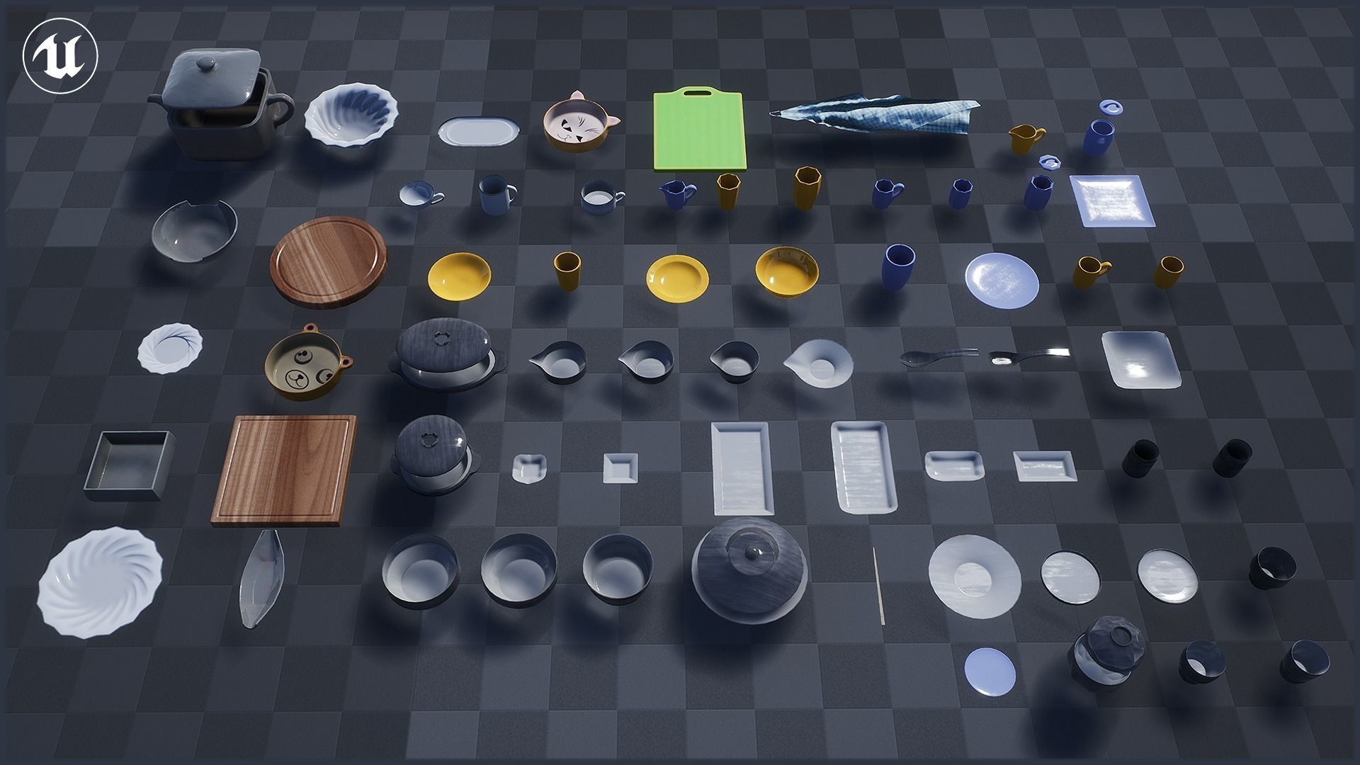 Tableware and Dishes Package Low-poly 3D model_4