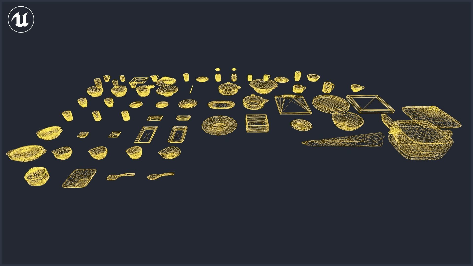 Tableware and Dishes Package Low-poly 3D model_8