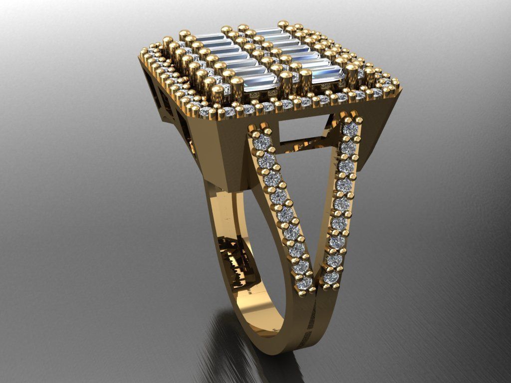 T079- Diamond solitarie ring 3D print model_4