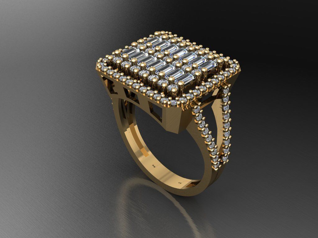 T079- Diamond solitarie ring 3D print model_5
