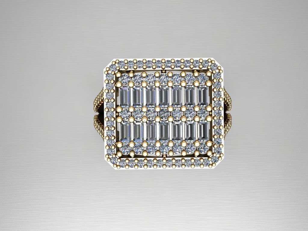 T079- Diamond solitarie ring 3D print model_2