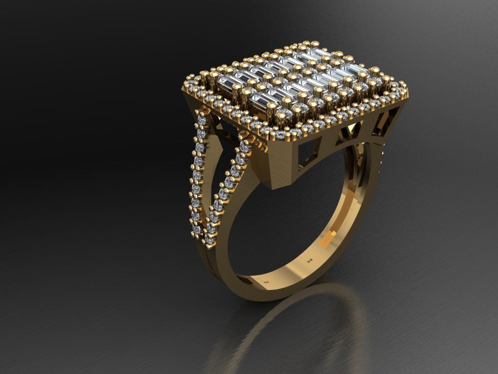 T079- Diamond solitarie ring 3D print model_3