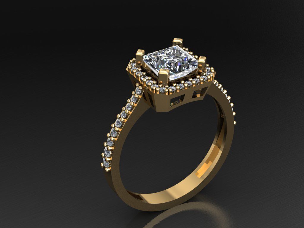 T081- Diamond solitarie ring 3D print model_1