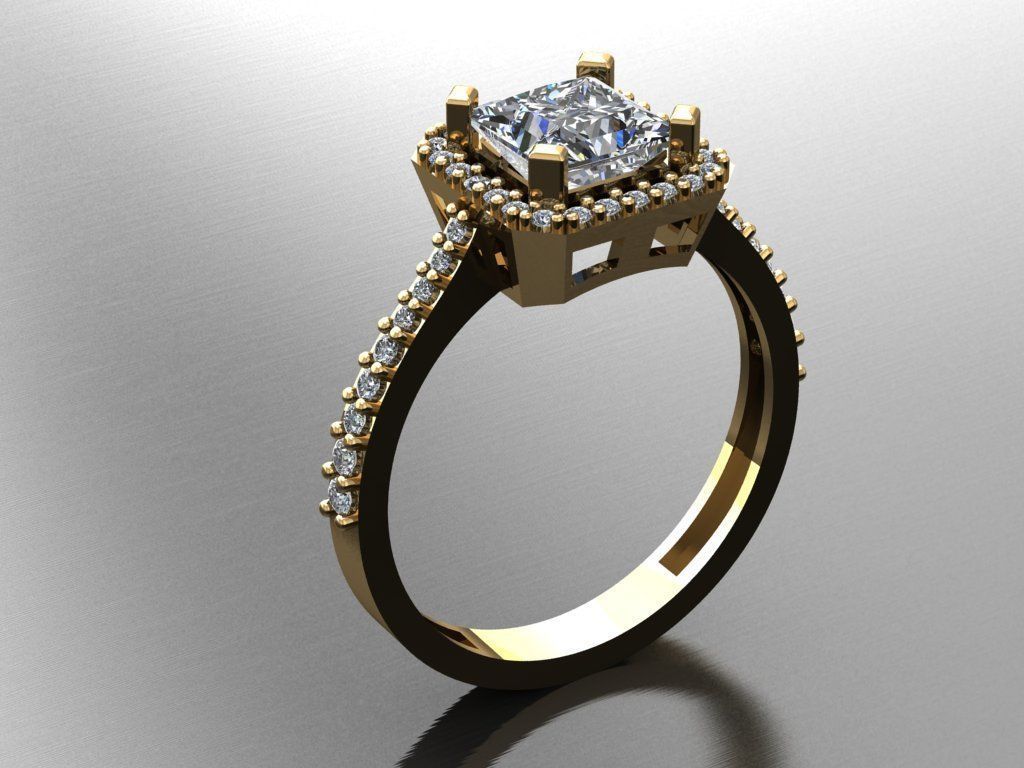 T081- Diamond solitarie ring 3D print model_3