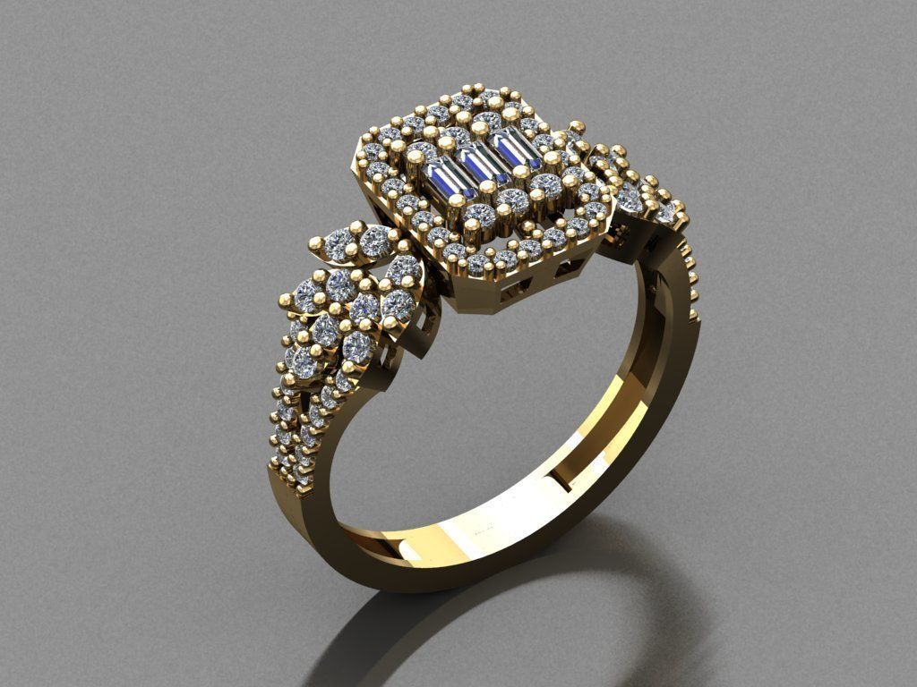 T082- Diamond solitarie ring 3D print model_3