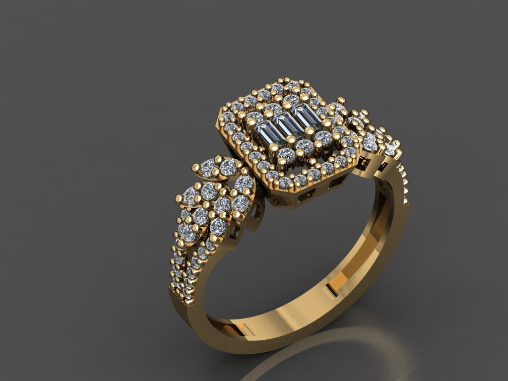 T082- Diamond solitarie ring 3D print model_4