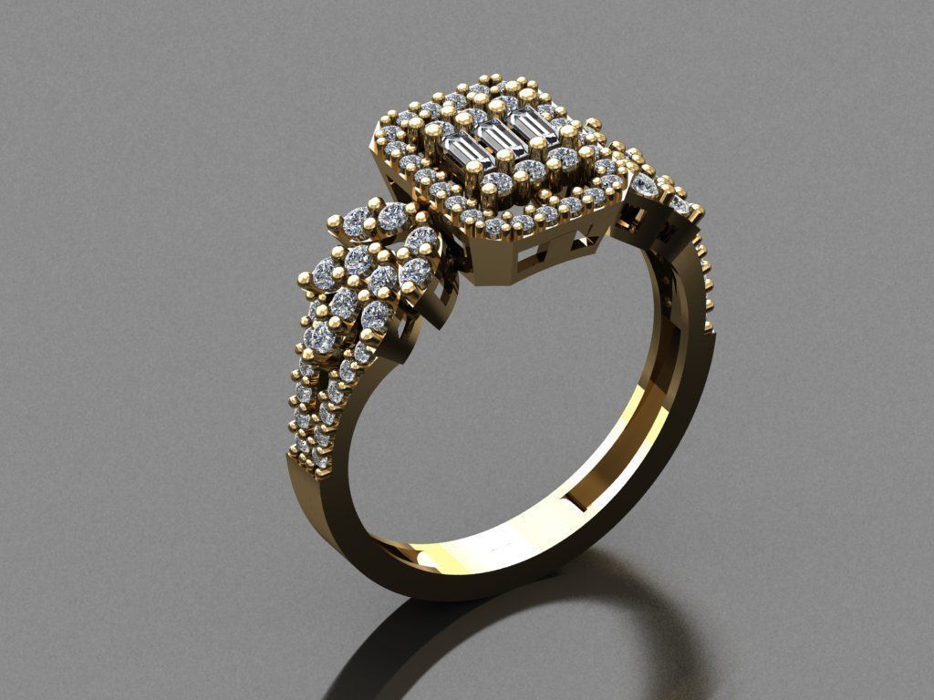 T082- Diamond solitarie ring 3D print model_1