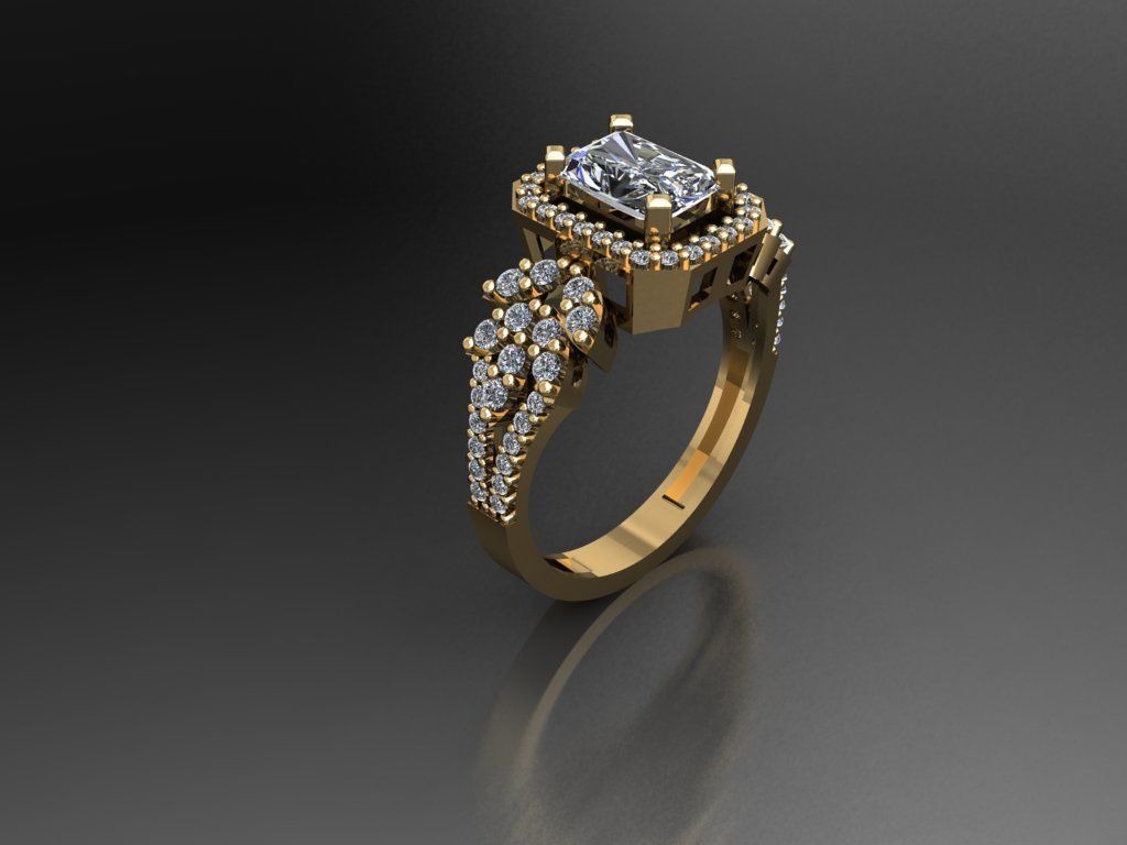 T083- Diamond solitarie ring 3D print model_1