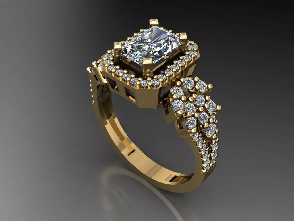 T083- Diamond solitarie ring 3D print model_0
