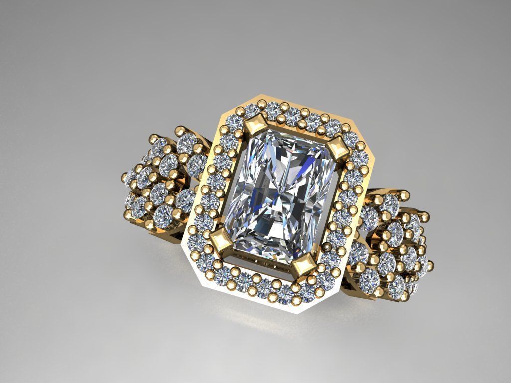 T083- Diamond solitarie ring 3D print model_3