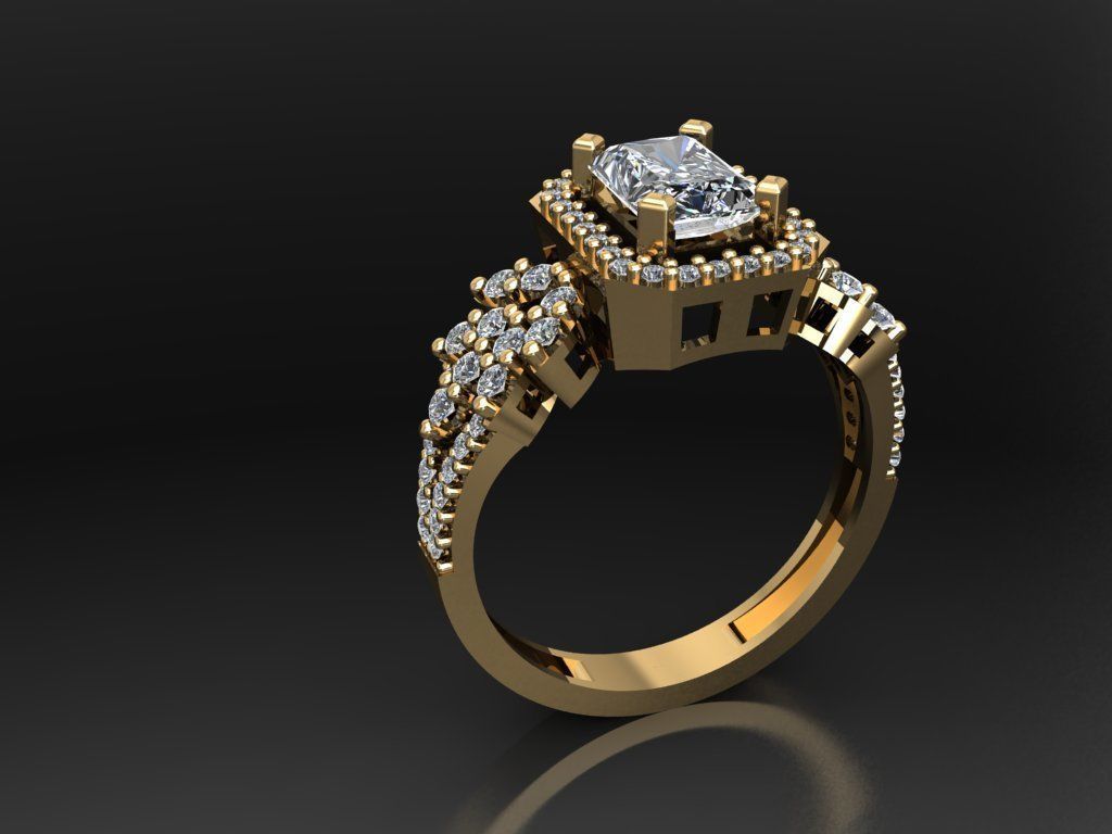 T083- Diamond solitarie ring 3D print model_4