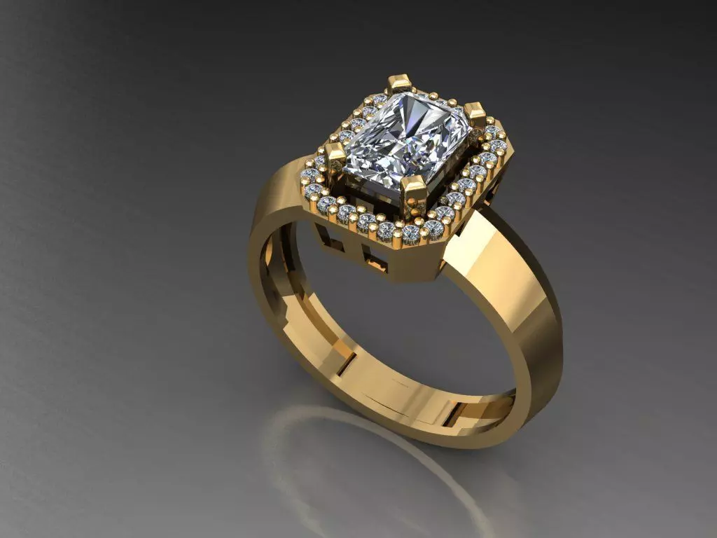 T084- Diamond solitarie ring 3D print model_0