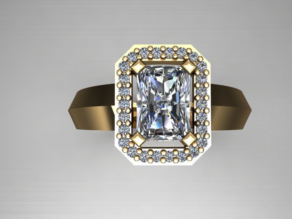 T084- Diamond solitarie ring 3D print model_2