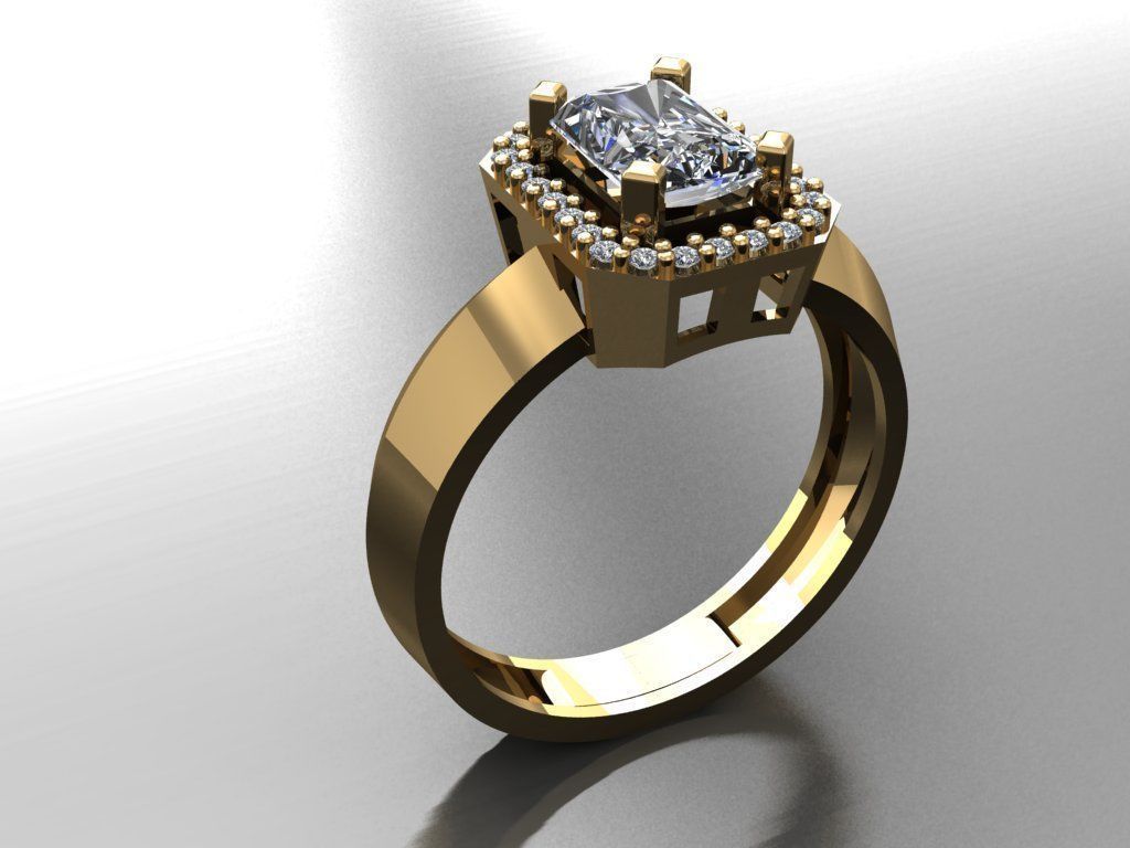 T084- Diamond solitarie ring 3D print model_4