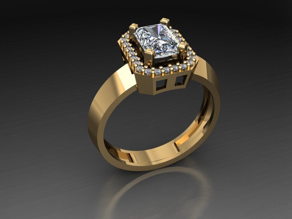 T084- Diamond solitarie ring 3D print model_3