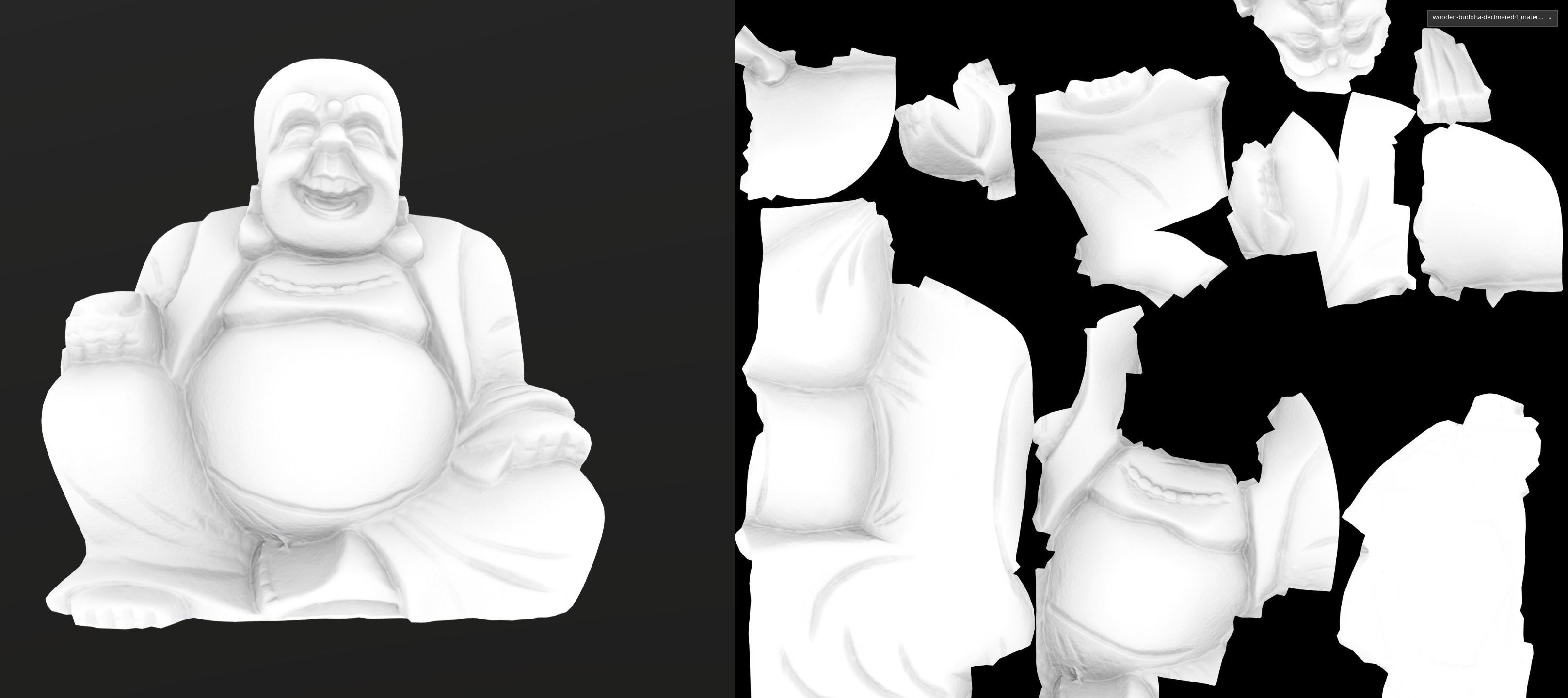 Smiling wooden buddha figure Low-poly 3D model_8