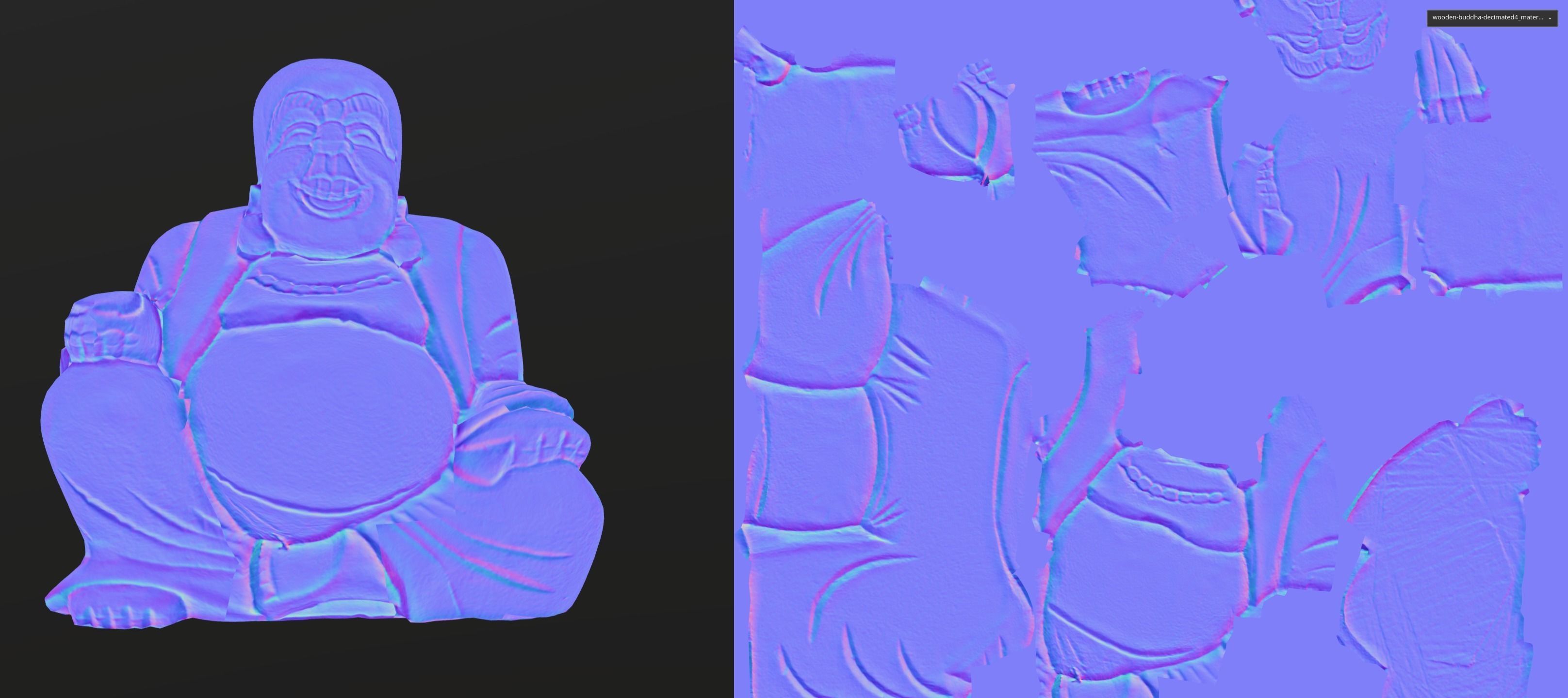 Smiling wooden buddha figure Low-poly 3D model_7