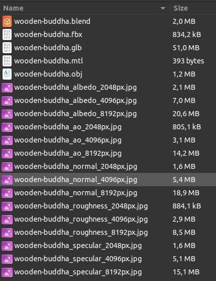 Smiling wooden buddha figure Low-poly 3D model_14