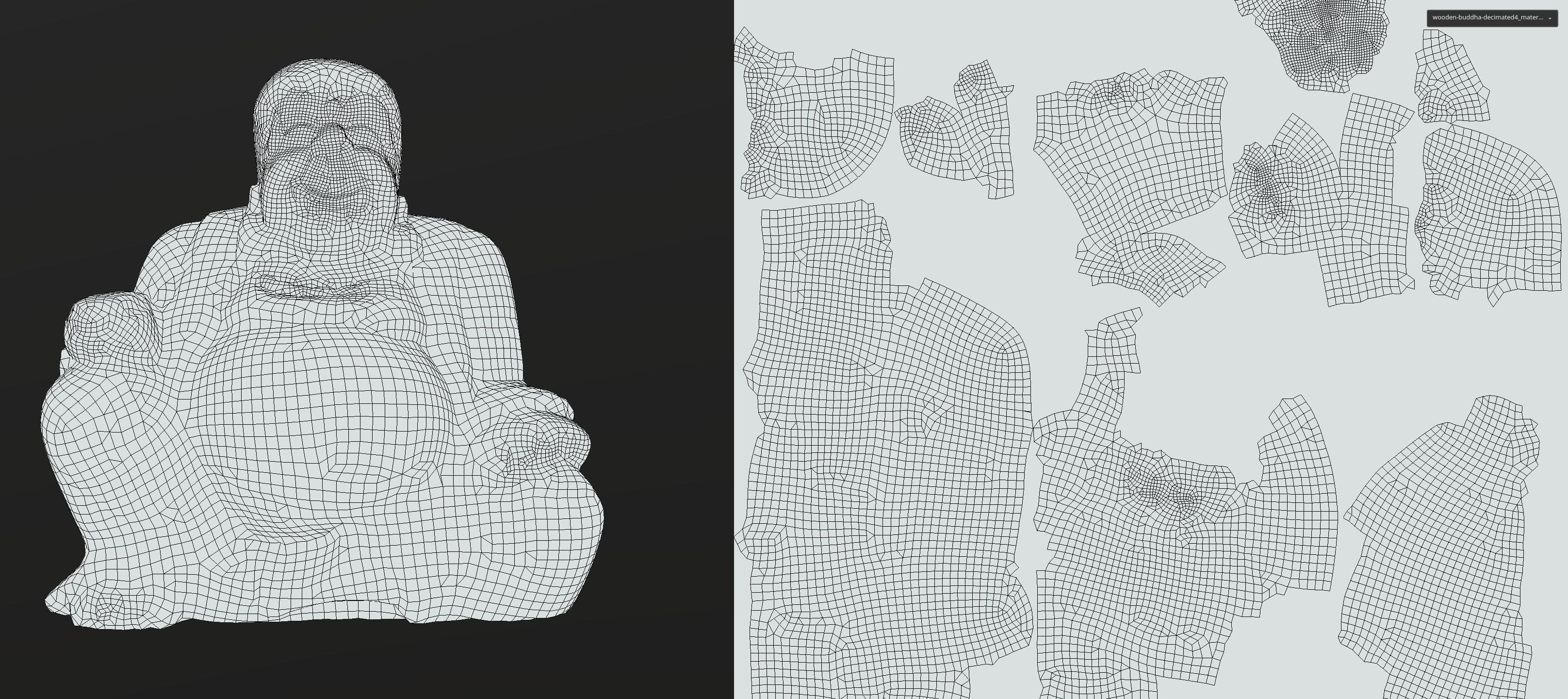 Smiling wooden buddha figure Low-poly 3D model_9