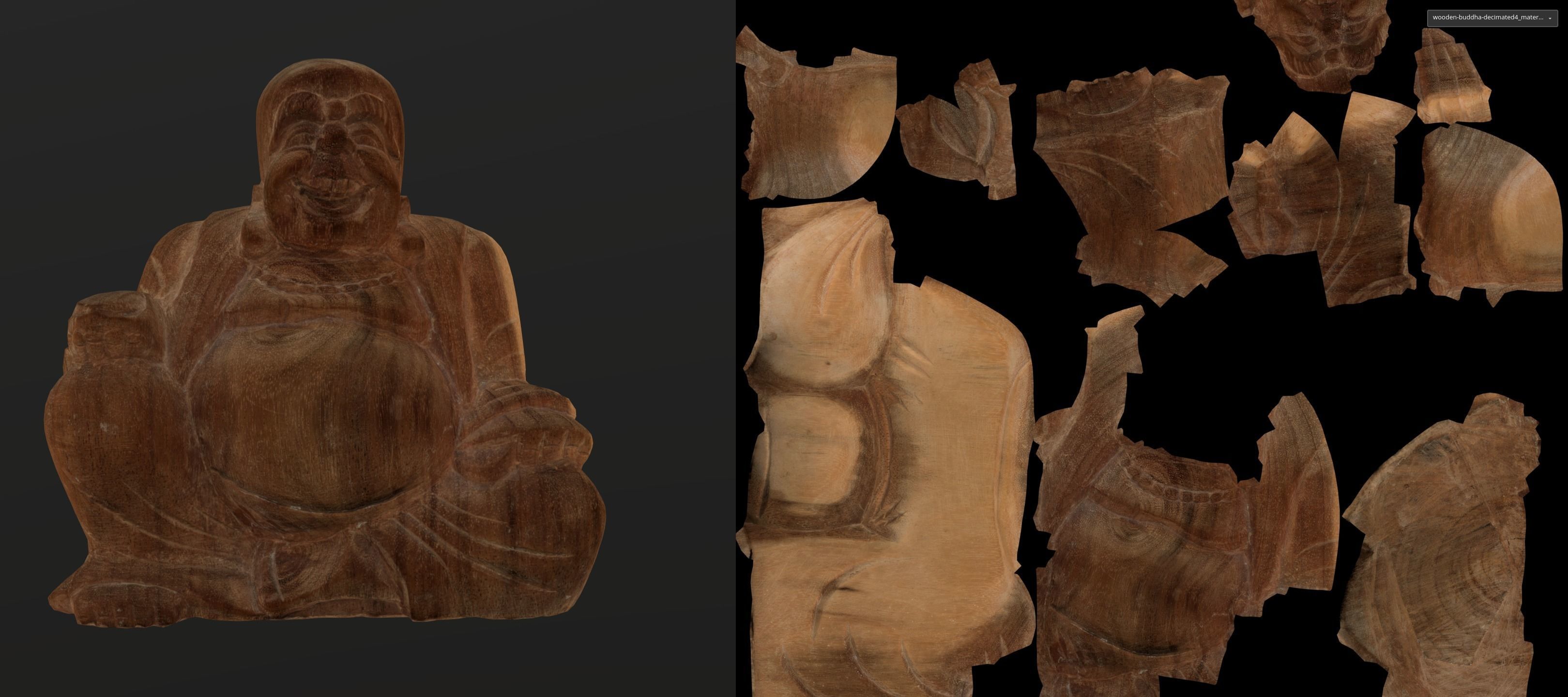 Smiling wooden buddha figure Low-poly 3D model_5