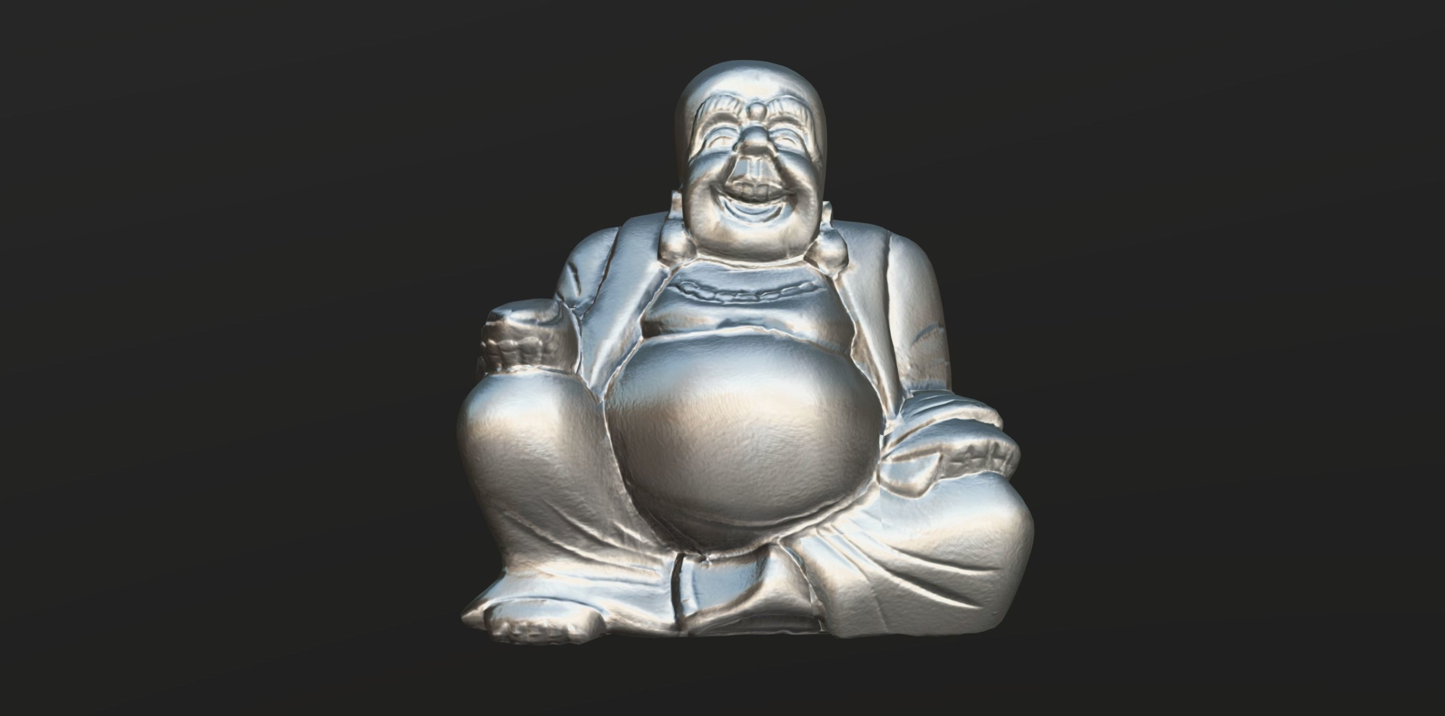 Smiling wooden buddha figure Low-poly 3D model_11