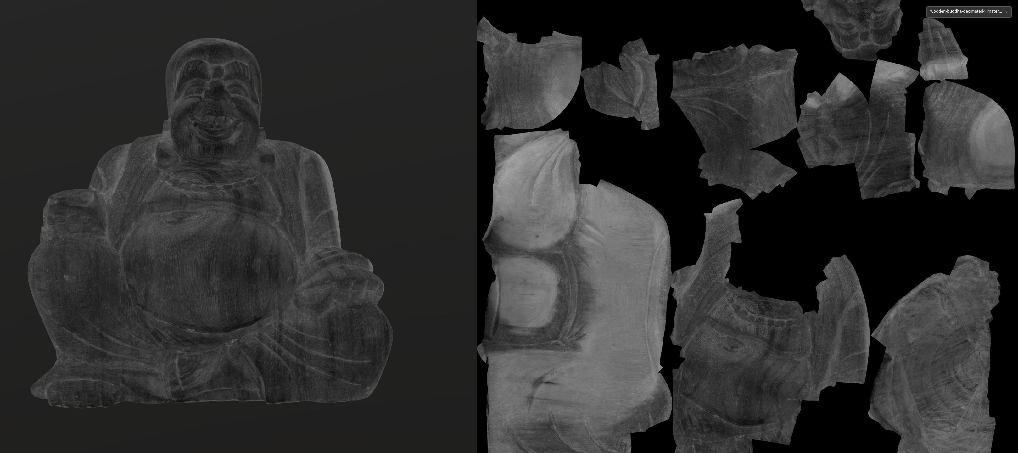 Smiling wooden buddha figure Low-poly 3D model_6