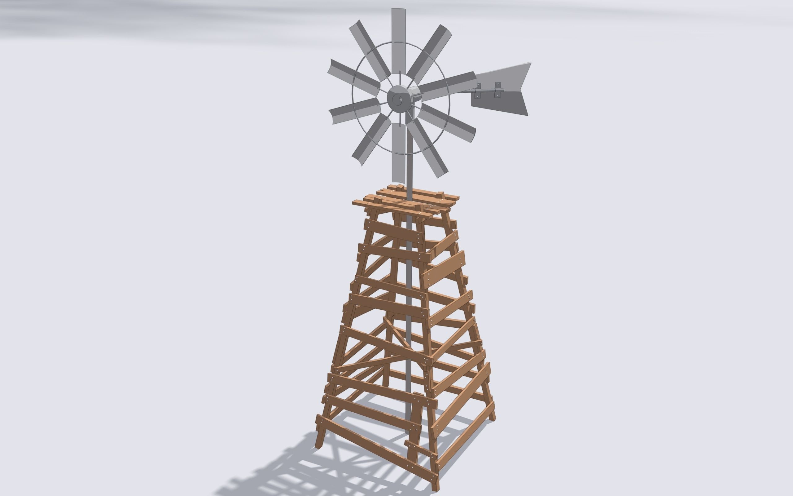 Old Wind Generator Low poly Free low-poly 3D model_1