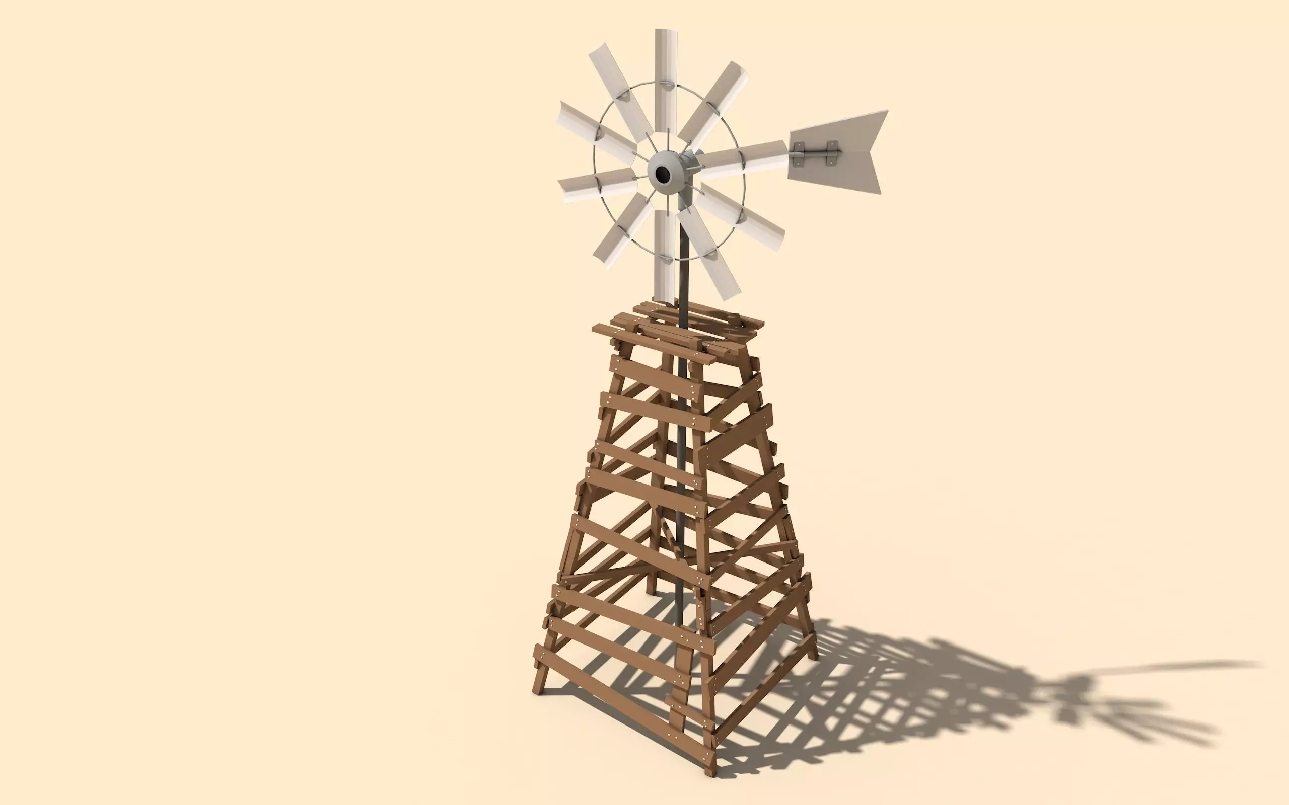 Old Wind Generator Low poly Free low-poly 3D model_0