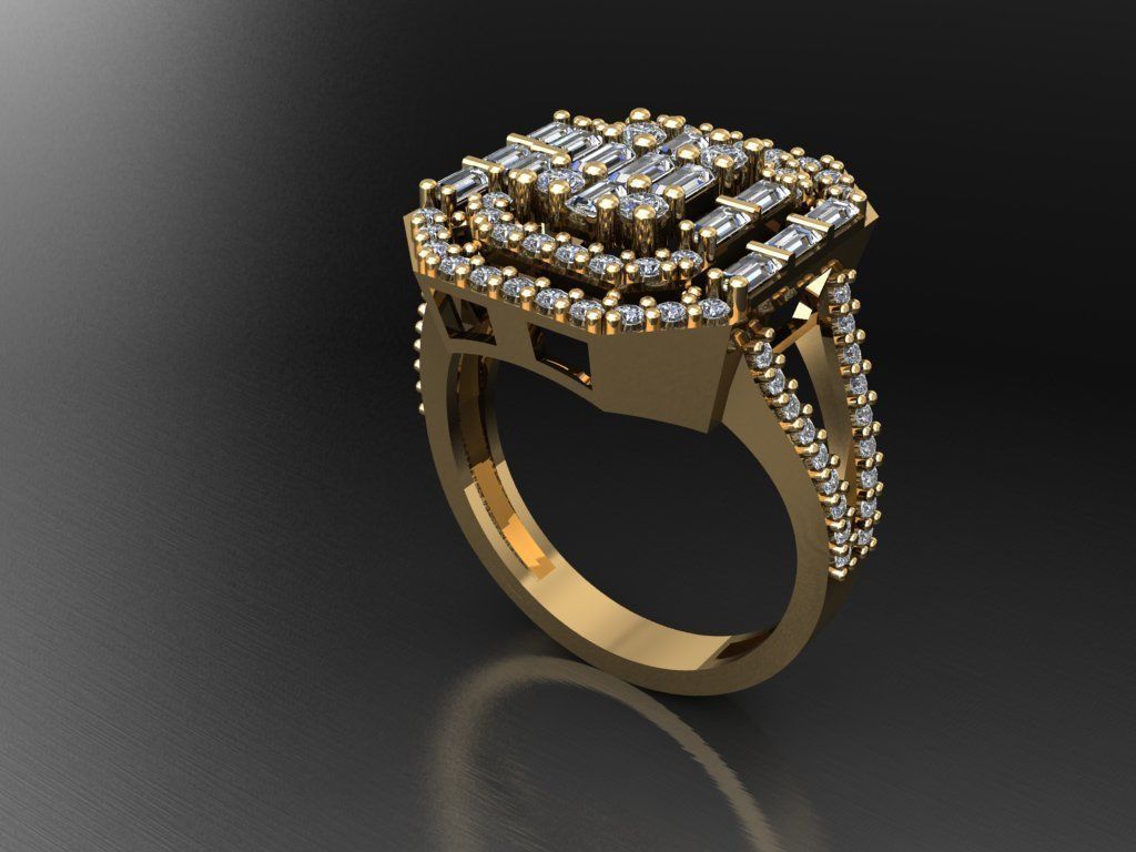 T086- Diamond solitarie ring 3D print model_4