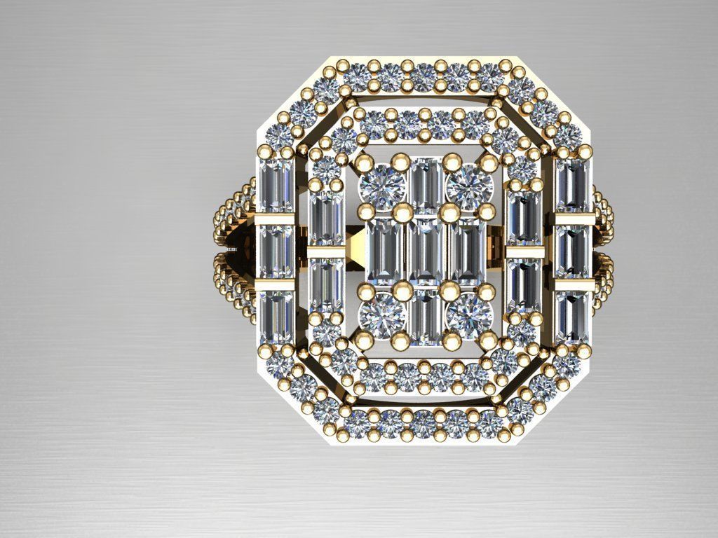 T086- Diamond solitarie ring 3D print model_2