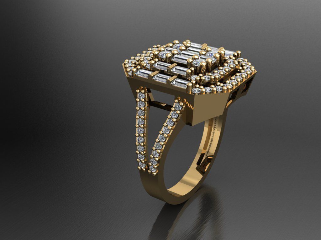 T086- Diamond solitarie ring 3D print model_3