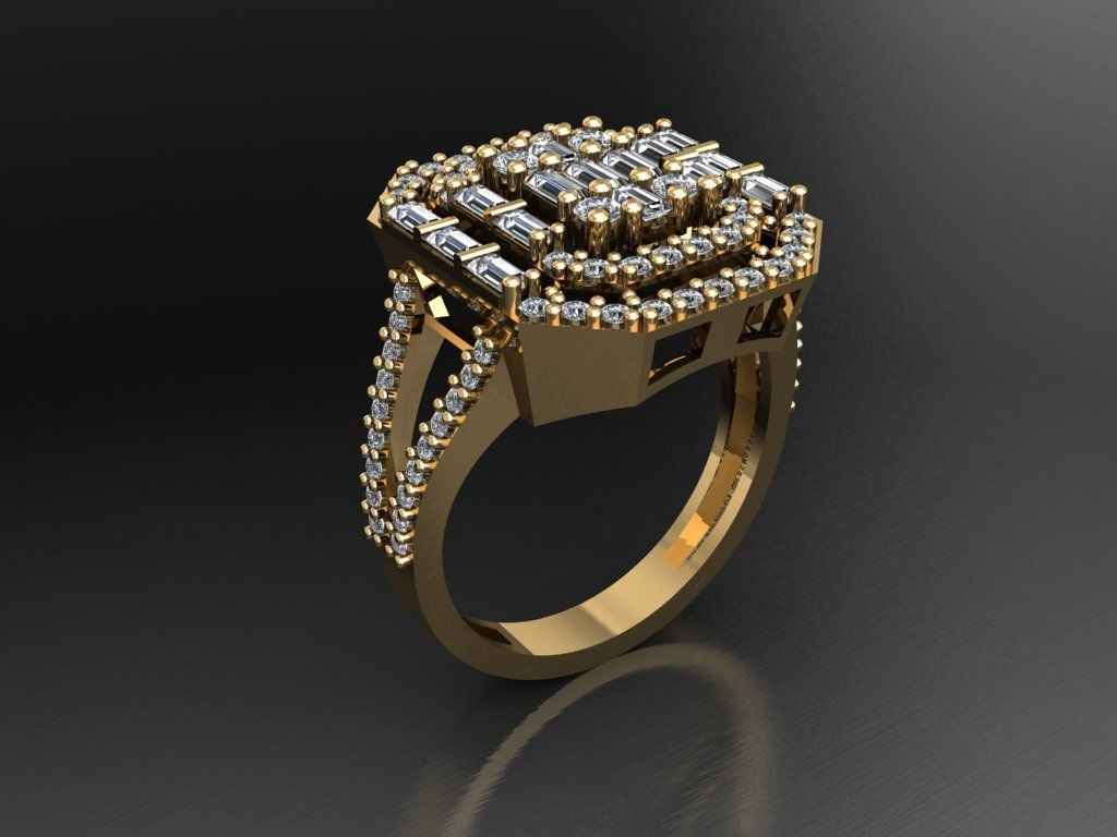 T086- Diamond solitarie ring 3D print model_1
