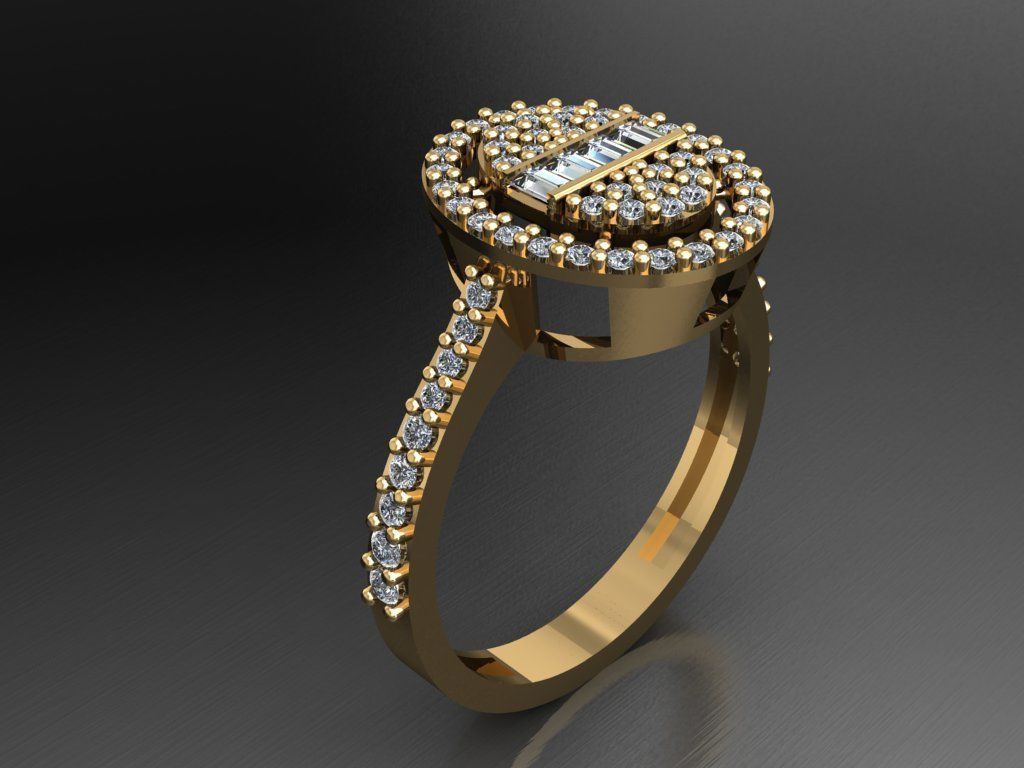 T090- Diamond solitarie ring 3D print model_4