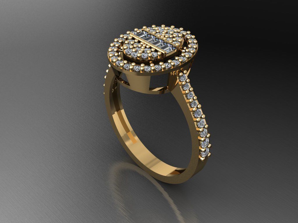 T090- Diamond solitarie ring 3D print model_3