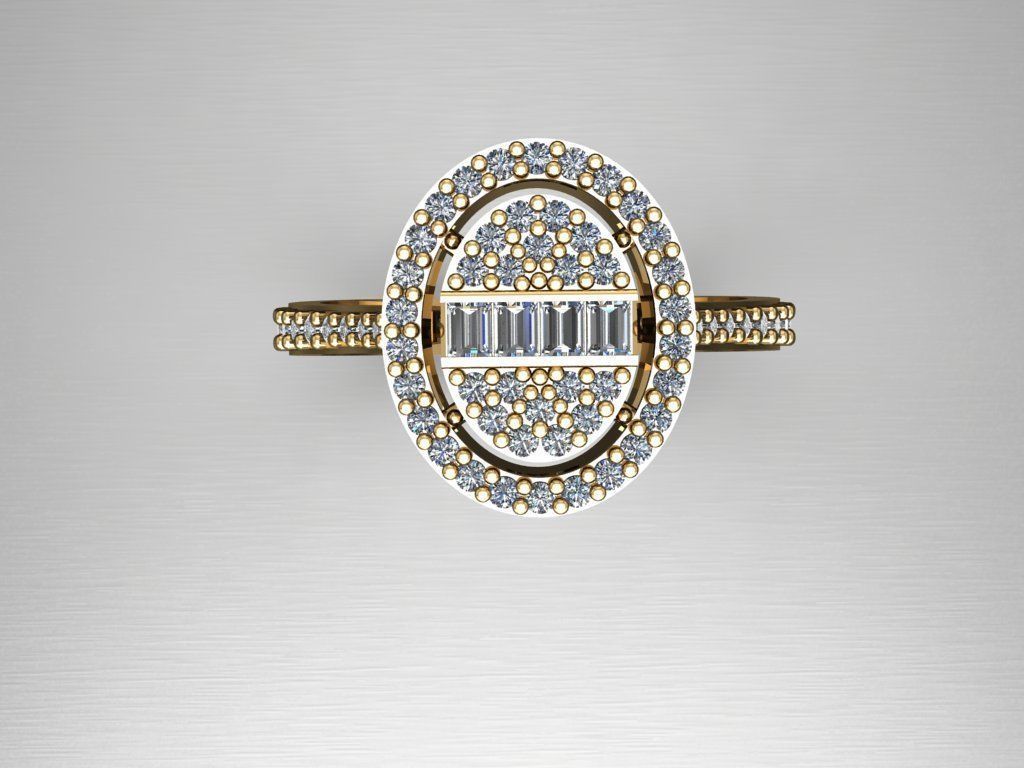 T090- Diamond solitarie ring 3D print model_2