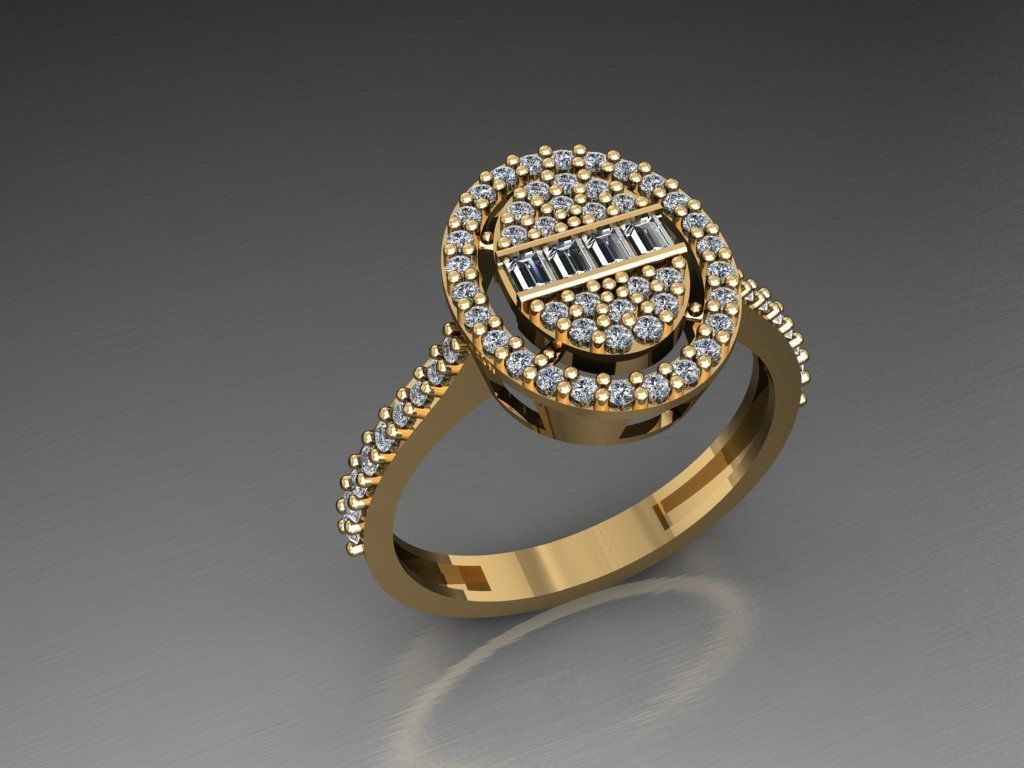 T090- Diamond solitarie ring 3D print model_1