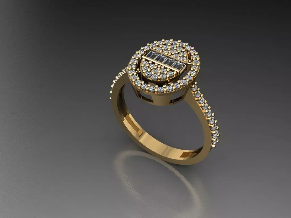 T090- Diamond solitarie ring 3D print model_0