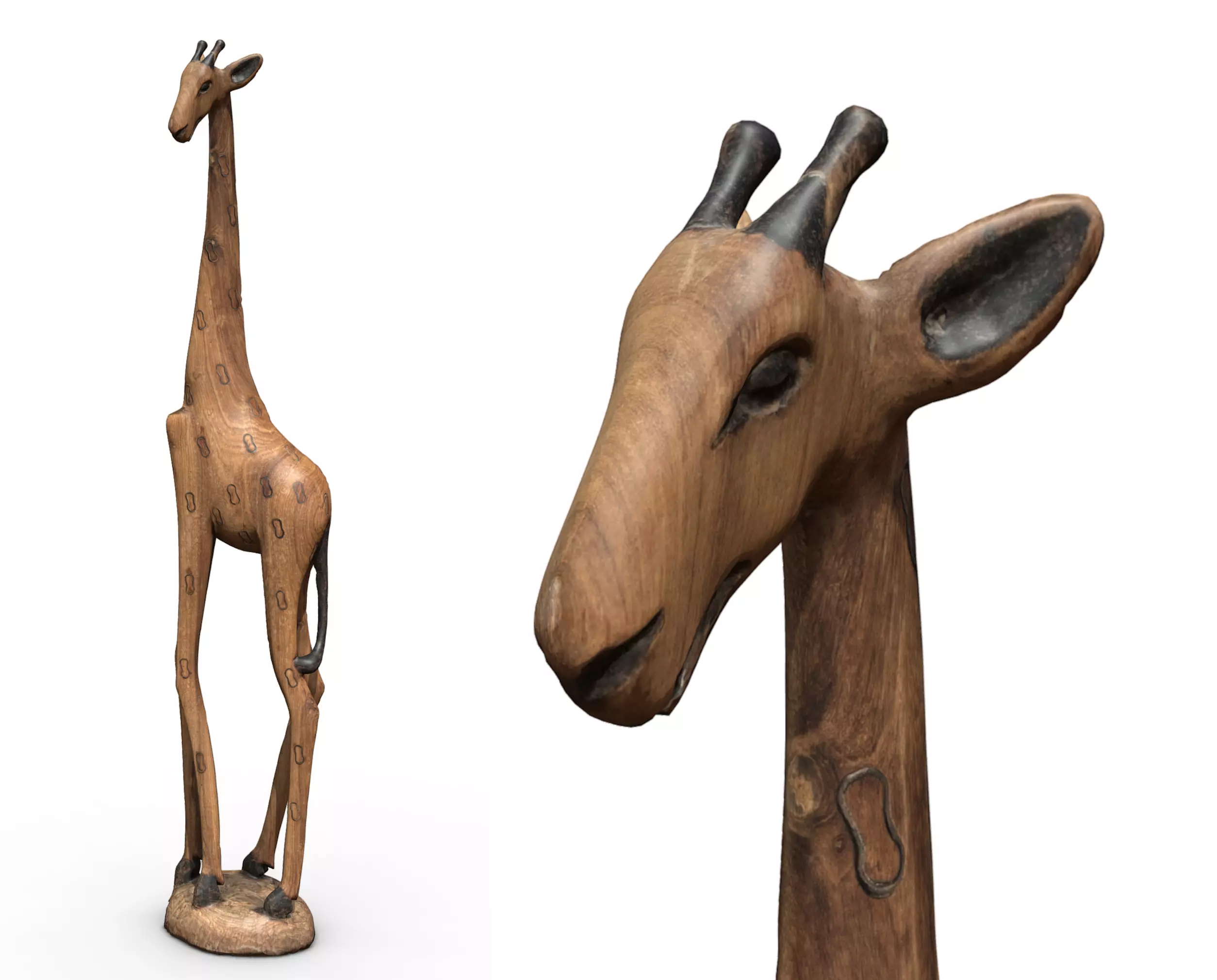 Wooden giraffe figure Free low-poly 3D model