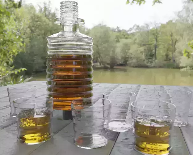 Whisky Decanter Bottle With Texture Nodes