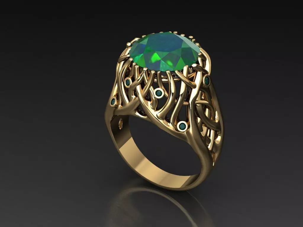 T097- Diamond solitarie ring 3D print model_0