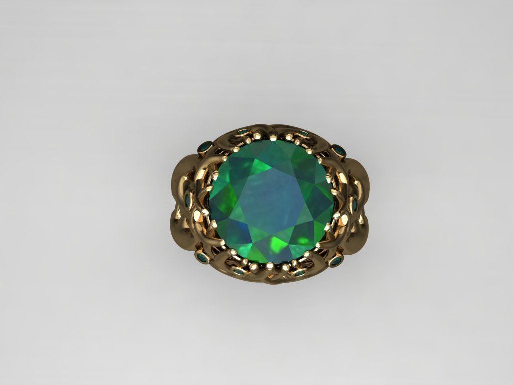 T097- Diamond solitarie ring 3D print model_4