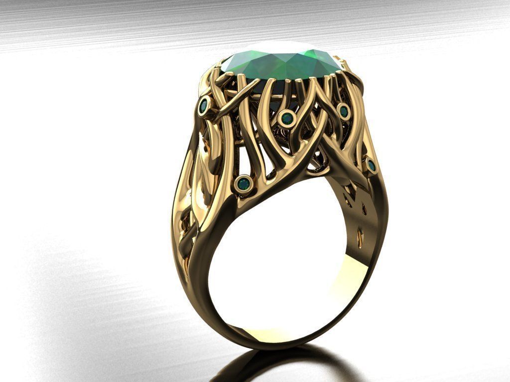 T097- Diamond solitarie ring 3D print model_3