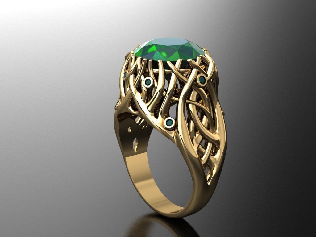 T097- Diamond solitarie ring 3D print model_2