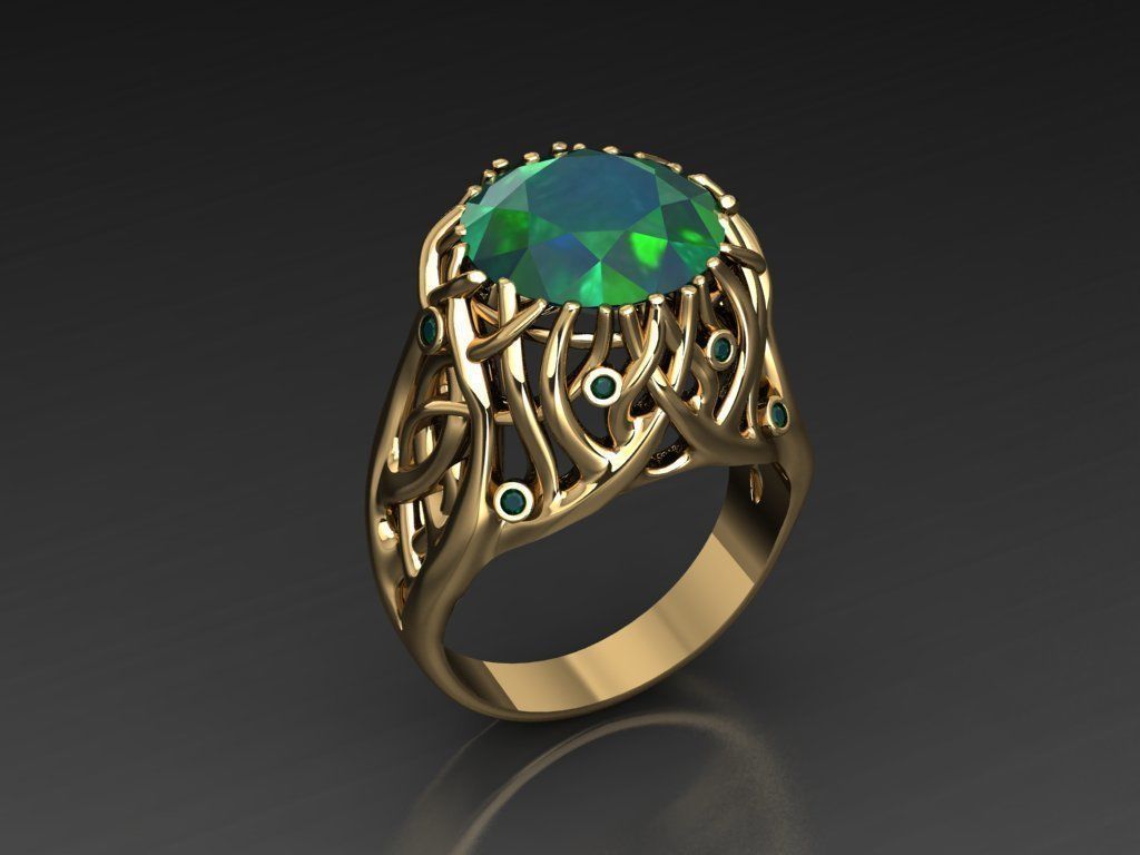 T097- Diamond solitarie ring 3D print model_1