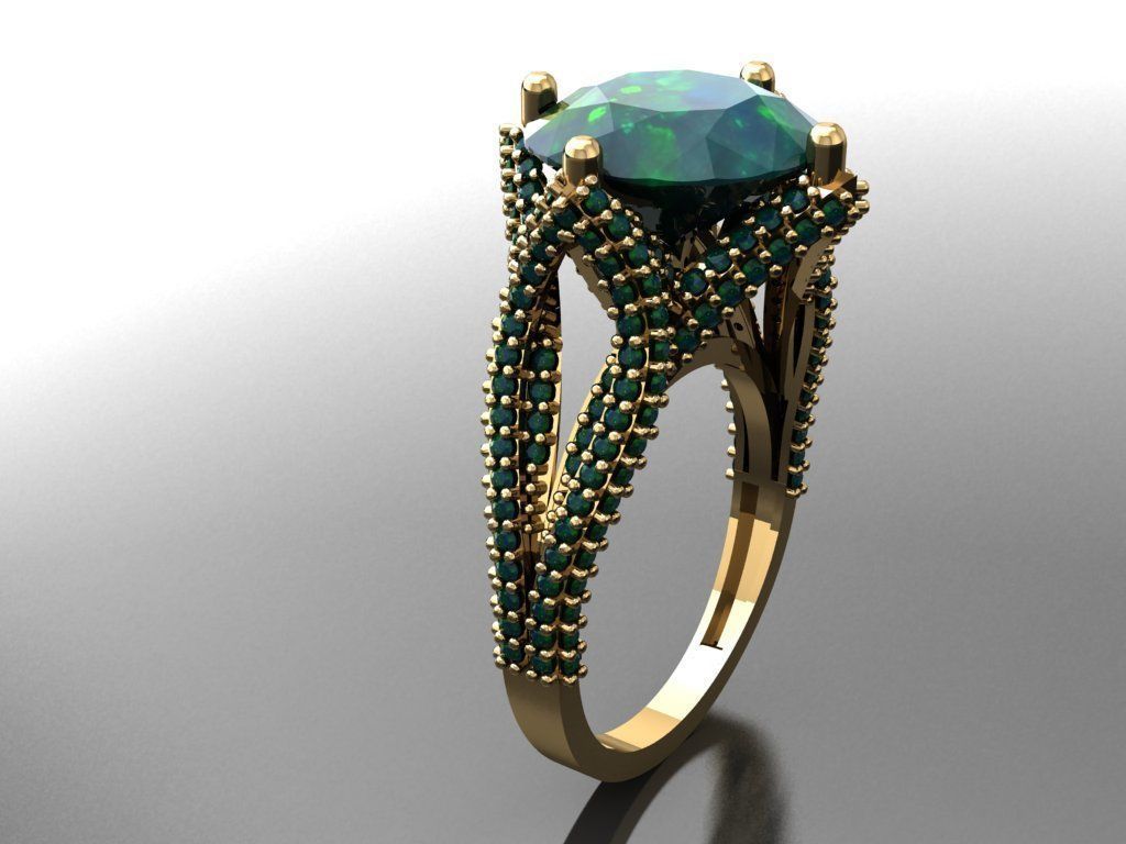 T098- Diamond solitarie ring 3D print model_1
