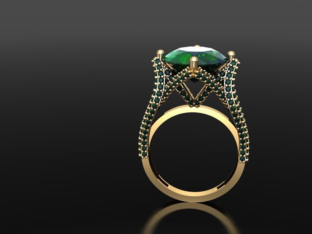 T098- Diamond solitarie ring 3D print model_4