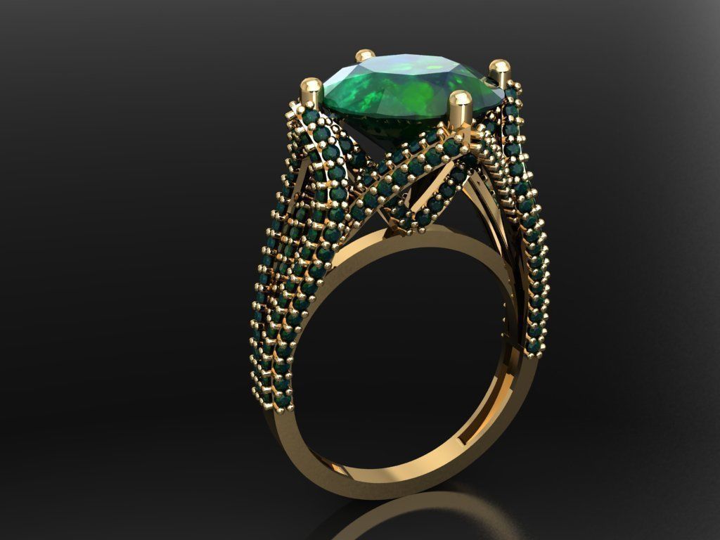 T098- Diamond solitarie ring 3D print model_3
