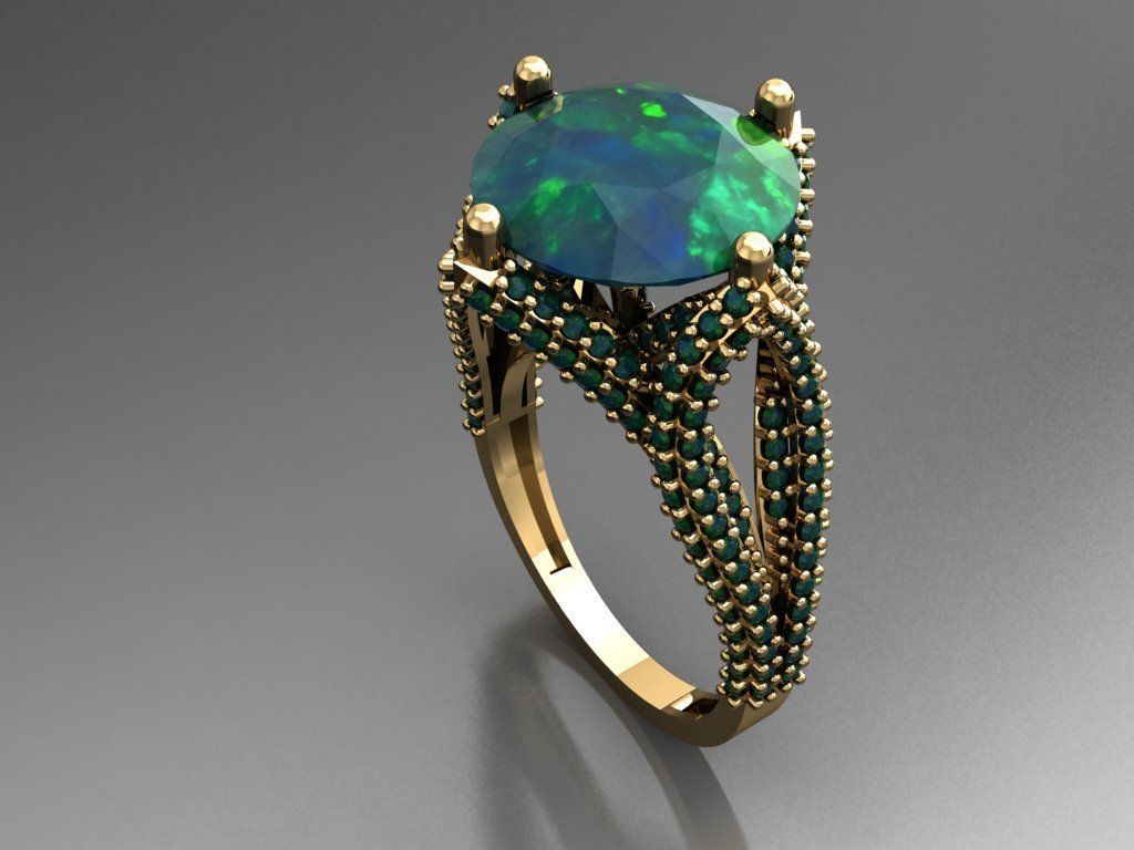 T098- Diamond solitarie ring 3D print model_2